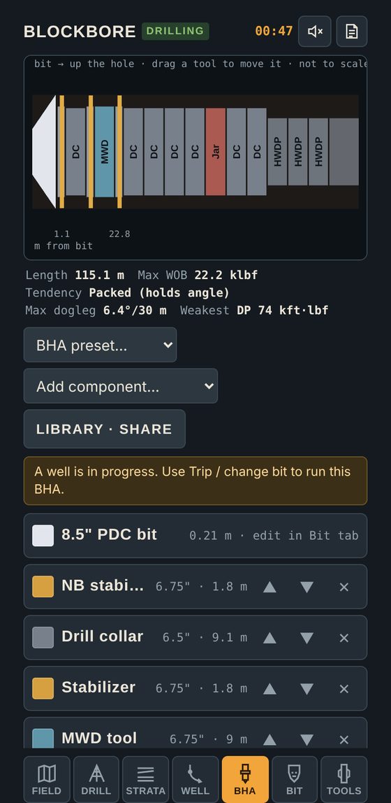 BHA builder